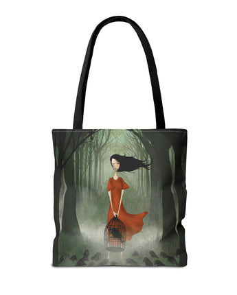 Tote Bag - Woman with Caged Bird By Maja Lindberg