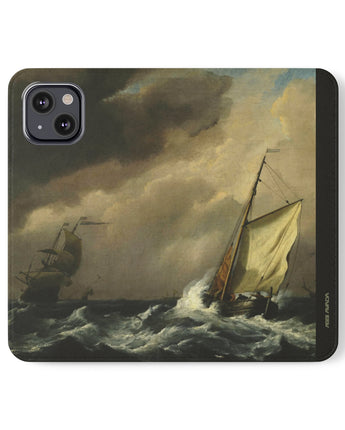 Wallet Case - A Small Dutch Vessel close-hauled in a Strong Breeze by Willem Van Der Velde