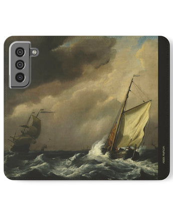 Wallet Case - A Small Dutch Vessel close-hauled in a Strong Breeze by Willem Van Der Velde