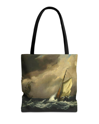 Tote Bag - A Small Dutch Vessel close-hauled in a Strong Breeze by Willem Van de Velde