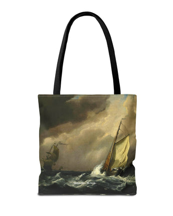 Tote Bag - A Small Dutch Vessel close-hauled in a Strong Breeze by Willem Van de Velde