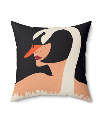 Square Pillow -White Swan by Paul Thurlby