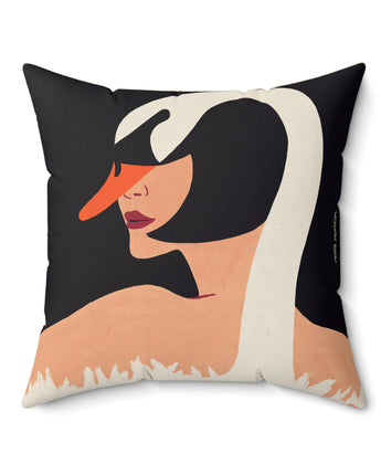 Square Pillow -White Swan by Paul Thurlby